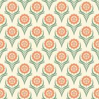 Modern smooth geometric abstract flowers in a folk Scandinavian style. Minimalistic ornament pastel green orange background vector