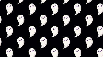 Halloween Cute Ghost Seamless Loop Pattern Animation Transparent Background on Alpha Channel. 4k Animation. Footage Motion Design Graphic video
