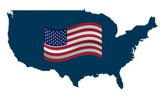 Detailed And High-Resolution USA Map with USA Flag vector