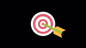 A dart is in the center of a target video