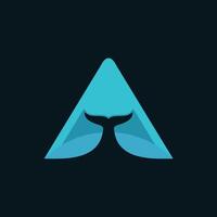 Triangle whale tail logo is creative and unique. vector