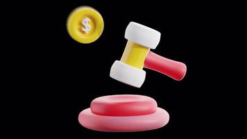 A hammer and a dollar coin on a black background video