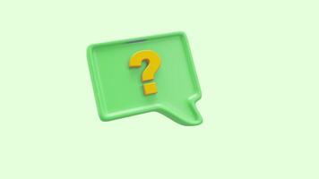 A green speech bubble with a question mark on it video
