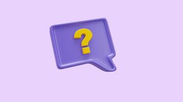 A purple speech bubble with a question mark on it video