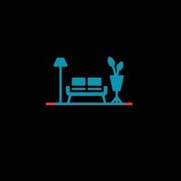 A cosy seating arrangement with lamp and plant. vector