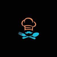 Chef hat with spoon and fork logo design. vector