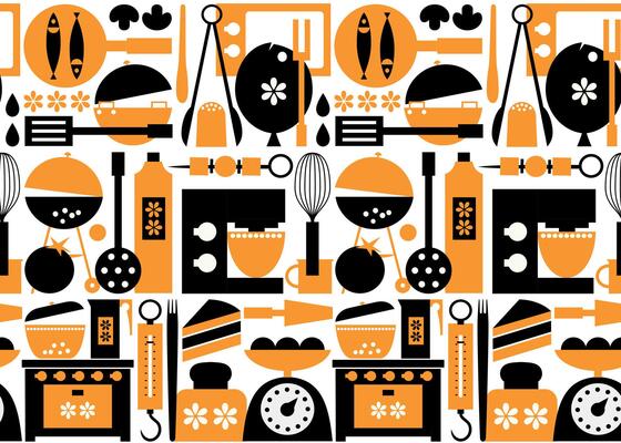 BBQ Time Food Seamless Pattern. Grill and Barbecue Meat and Vegetable Background