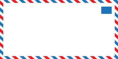 Vintage airmail envelope frame. Empty blank. Retro air mail postcard with diagonal blue and red stripes vector
