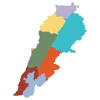 Lebanon map. Map of Lebanon in administrative provinces in multicolor vector