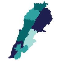 Lebanon map. Map of Lebanon in administrative provinces in multicolor vector