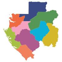 Gabon map. Map of Gabon in administrative provinces in multicolor vector