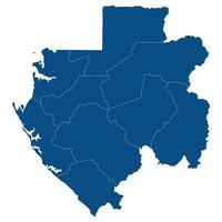 Gabon map. Map of Gabon in administrative provinces in blue color vector