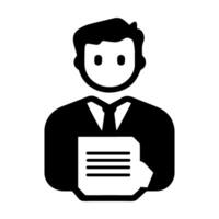 Professional man holding documents with a serious expression in a minimalist design, perfect for business and corporate themes vector