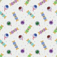 Seamless drawing for Halloween, with eyes and candies on a light background. Scary eyes for Halloween party decoration. A banner, poster, or postcard. Background with a Halloween pattern. vector