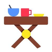 Conceptual flat design icon of folding table vector