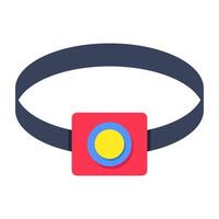 A flat design icon of head torch vector