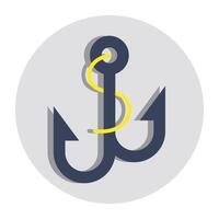 A flat design icon of nautical hook vector