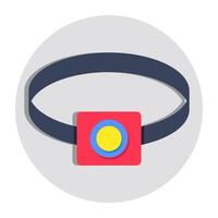 A flat design icon of head torch vector
