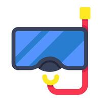 Oxygen pipe with goggles, icon of snorkeling mask vector