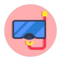Oxygen pipe with goggles, icon of snorkeling mask vector