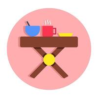 Conceptual flat design icon of folding table vector
