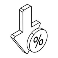 An icon design of percentage decrease vector