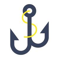 A flat design icon of nautical hook vector