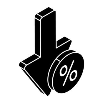 un icono diseño de porcentaje disminución vector