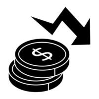 A trendy design icon of dollar decrease vector