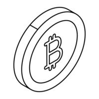 A flat design icon of bitcoin vector