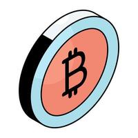 A flat design icon of bitcoin vector