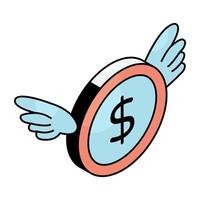 Creative design icon of dollar flaying vector