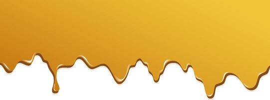 Golden syrup dripping on a white background vector