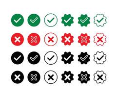 Right and wrong check button icons vector