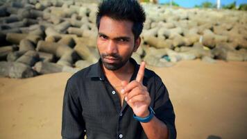 Man Rejection Expression on the Beach video