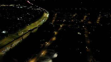 Most Beautiful Low Angle Footage of Illuminated Luton City of England UK at Just After Sunset and Full Moon Night. Footage Was Captured with Drone's Camera on October 17th, 2024 video