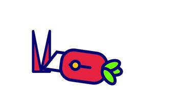 Looping animation of a Mini Fruit Cutter Character A cute carrot character shaped mini fruit cutter, perfect for creating fun fruit slices for kids snacks video