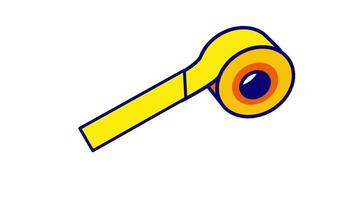 Looping animation of double-sided tape adhering two objects together highlights strong bonding features for DIY projects or office supplies video