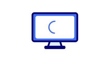 Looping animation of a monitor playing a buffering symbols is perfect for portraying slow internet connections video