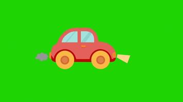 Green Screen Animation of Running Red Car. Red Car Running With Smoke video