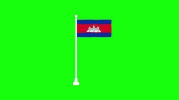 waving flag of the Cambodia green screen, transparent screen video