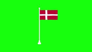 waving flag of the Denmark green screen, transparent screen video