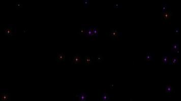 Animated twinkling glowing purple and orange stars, vibrant cosmic lights in dark space, abstract starry sky with dual-color celestial glow and twinkling effect video
