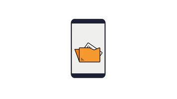 Animation of the icon for sending documents or data on a smartphone video