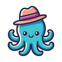 an octopus wearing a hat and holding a camera vector