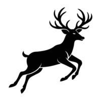 a black and white silhouette of a deer running vector