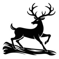 a black and white silhouette of a deer vector