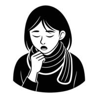 a woman with a cold is coughing and blowing her nose vector