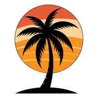 palm tree silhouette with sunset background vector