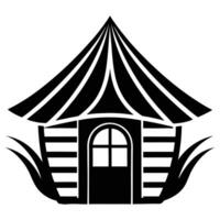 a black and white illustration of a house with a roof vector